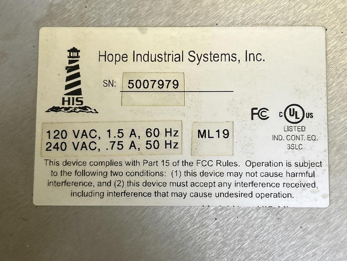 Used HOPE INDUSTRIAL SYSTEMS,ML19,TOUCHSCREEN OPERATOR PANEL