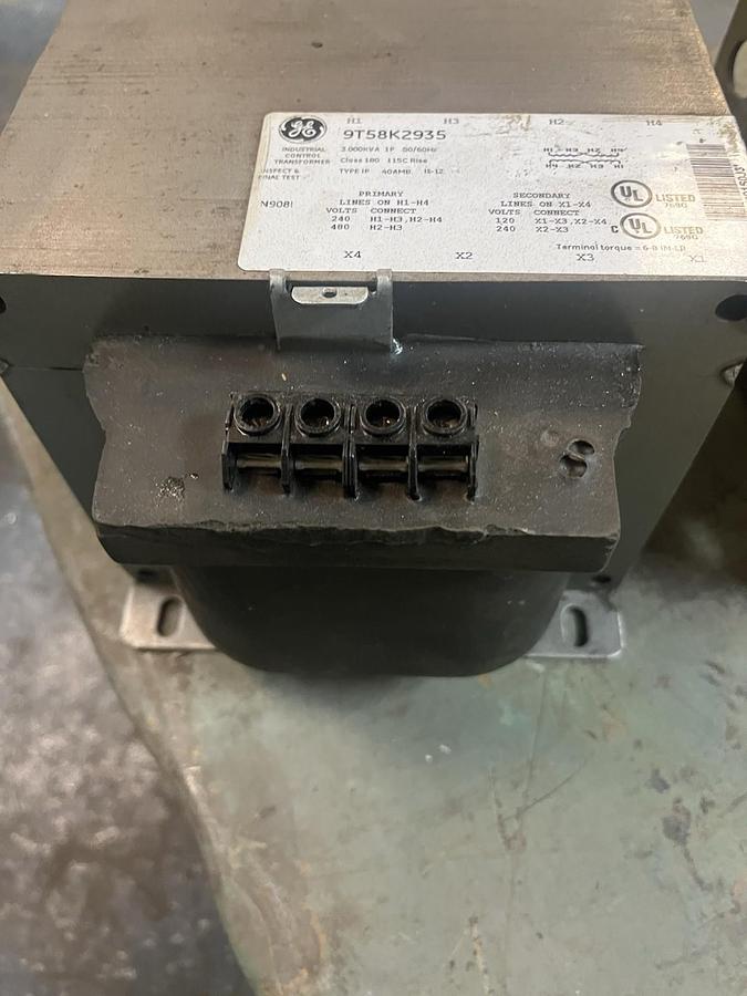Used GE,9T58K2935,TRANSFORMER 3KVA HV 240X480 LV 120X240 1PH