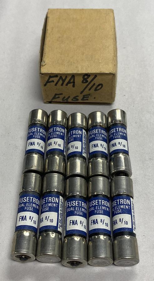 Cooper Bussmann,FNA-8/10,Fusetron Fuse 8/10 AMP Lot Of 10 NOS