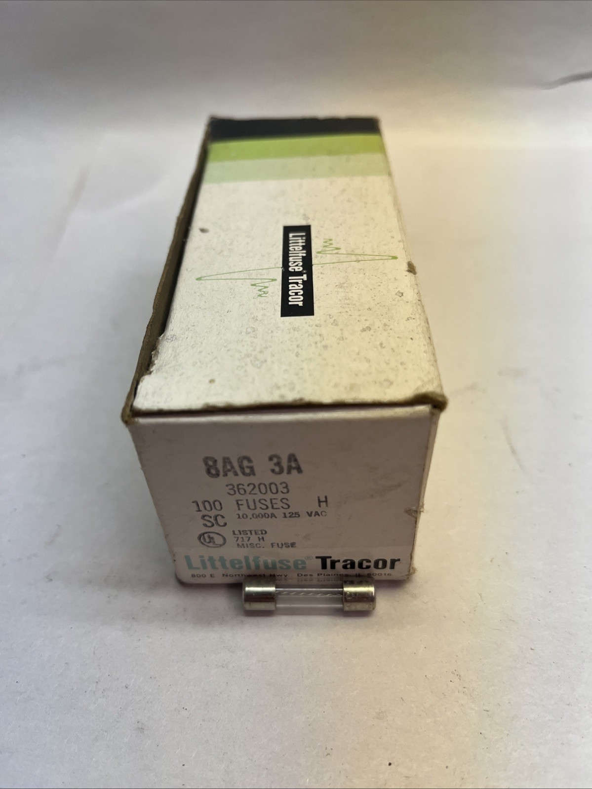 LITTELFUSE TRACOR,8AG-3A,FUSE 100CT 3A 125V 362003