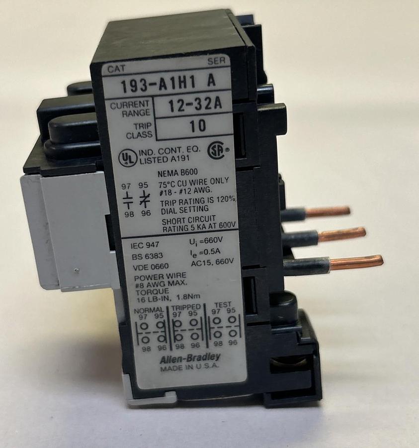 Used ALLEN BRADLEY,193-A1H1,OVERLOAD RELAY