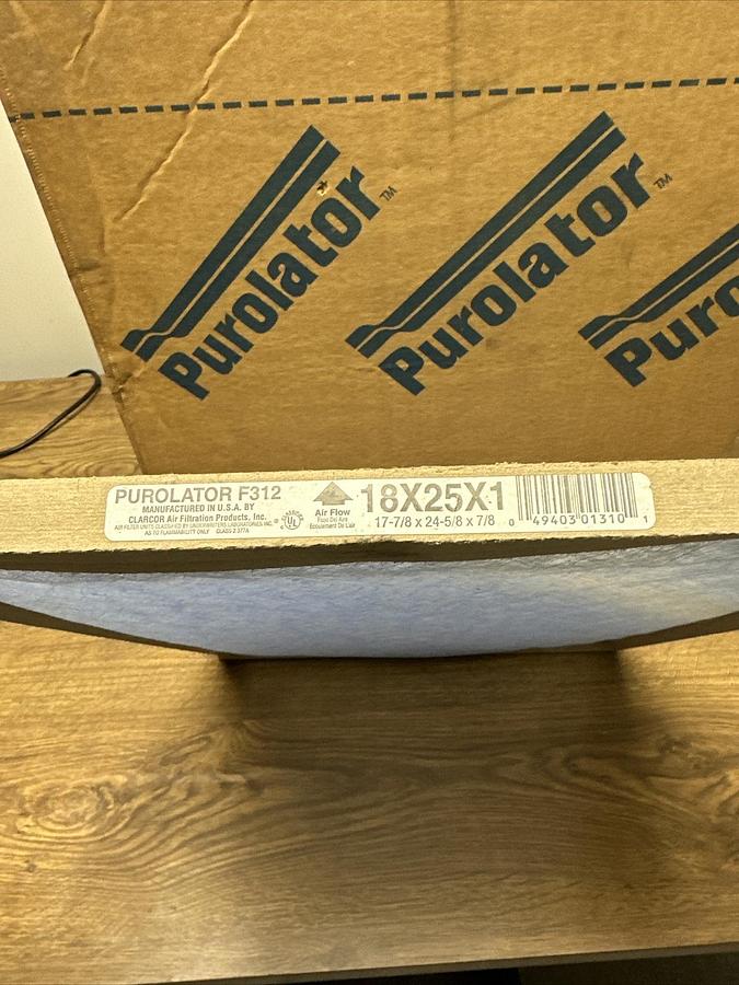 Purolator,F312-STD1 18X25X1,Air Filter open box of 6