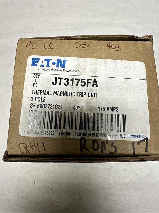 Used Eaton,JT3175FA,Thermal Magnetic Trip Unit 175Amp