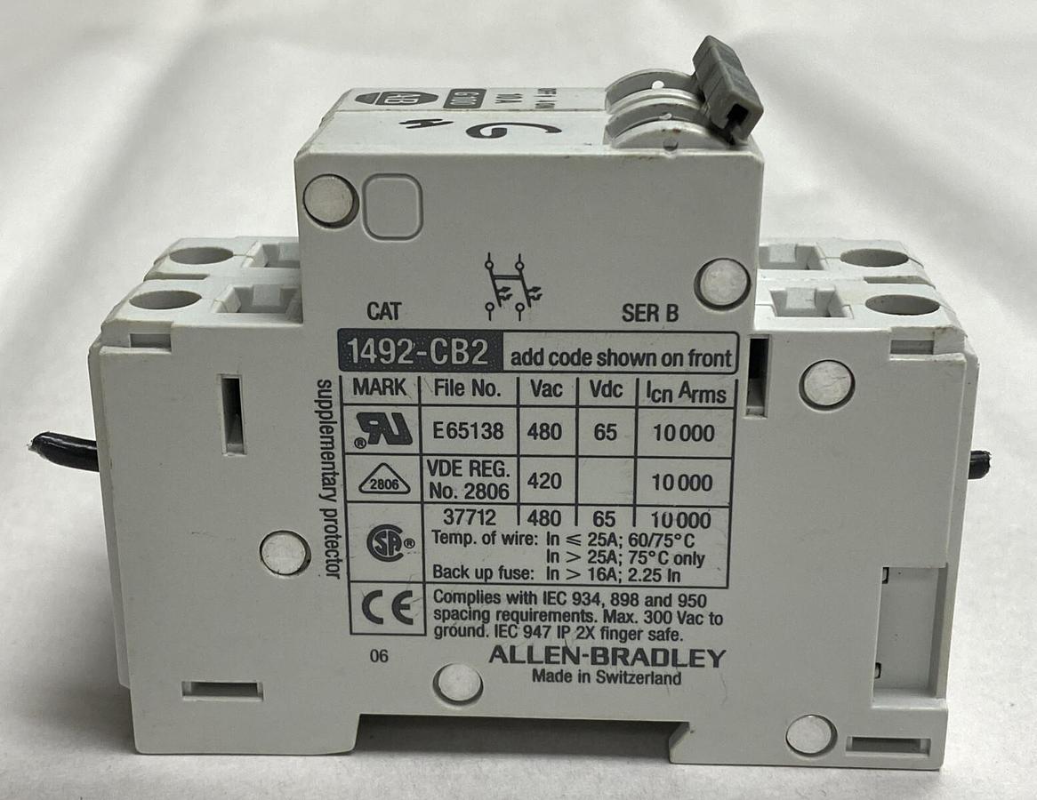 Used Allen Bradley,1492-CB,Two Pole Circuit Breaker 10 Amp Lot Of 2