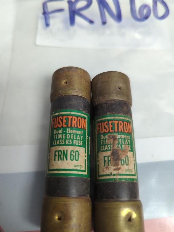 Used COOPER BUSSMANN,FRN-60,FUSETRON 60 AMP FUSE LOT OF 2 PRE-OWNED