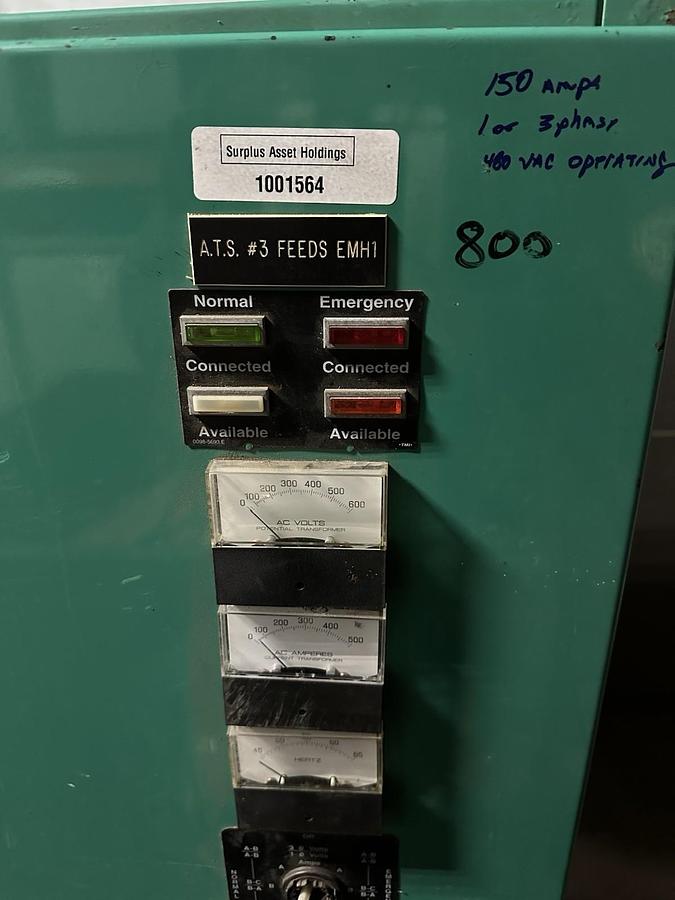 Used Onan,OT 400,Transfer Switch 480V 400Amp 60Hz 4 Pole 1 or 3 Phase