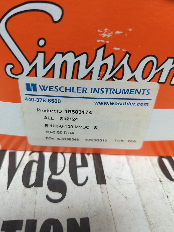 SIMPSON WESCHLER,AL SI/2124,PANEL METER 50-0-50 DCA NOS