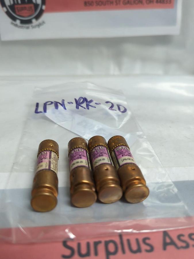 Used COOPER BUSSMANN,LPN-RK-20,LOW-PEAK 20 AMP FUSE LOT OF 4 PRE-OWNED