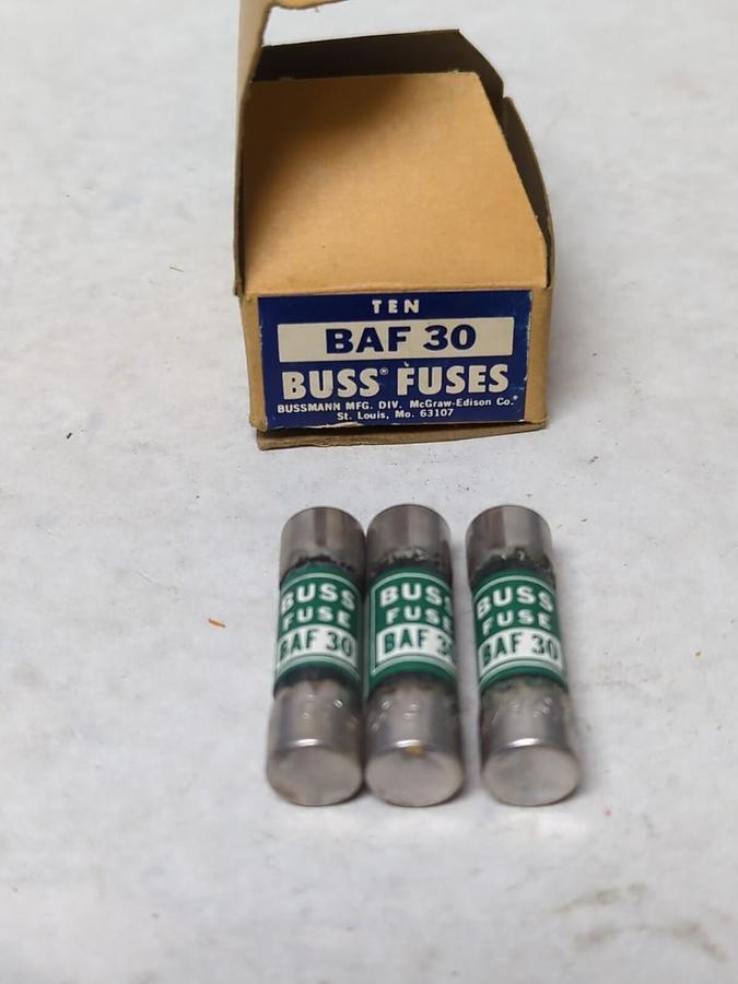 COOPER BUSSMANN,BAF 30,BUSS 30 AMP FUSE LOT OF 3 NOS