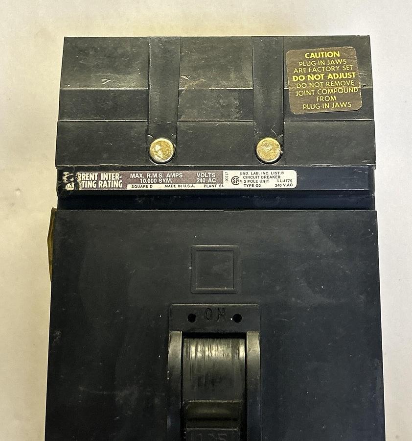 Used SQUARE D,Q232125,I-LINE CIRCUIT BREAKER 125AMP 240V 3P