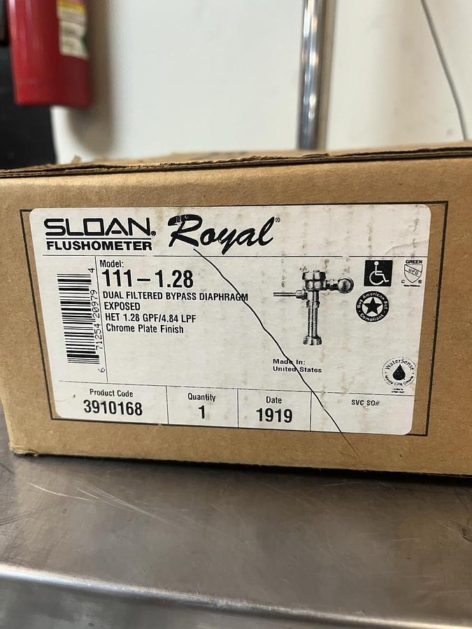 Used SLOAN ROYAL,111-1.28,FLUSHOMETER DUAL FILTERED BYPASS DIAPHRAGM 1.28GPF