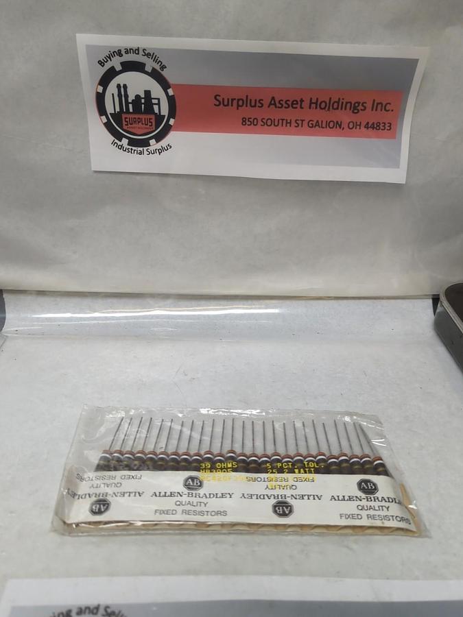 ALLEN-BRADLEY,RC42GF390J,FIXED RESISTORS 39 Ω 5% TOL 2 WATT PACK OF 25 NOS