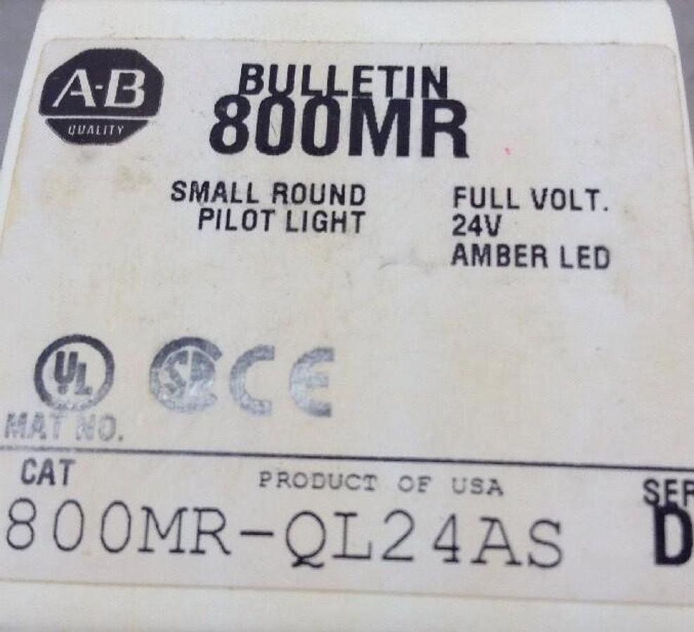 Allen-Bradley,800MR-QL24AS,Series D Small Round Amber LED Pilot Light 24V