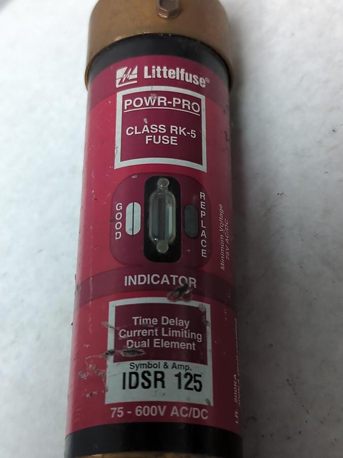 Used LITTELFUSE,IDSR 125,INDICATOR 125 AMP FUSE PRE-OWNED