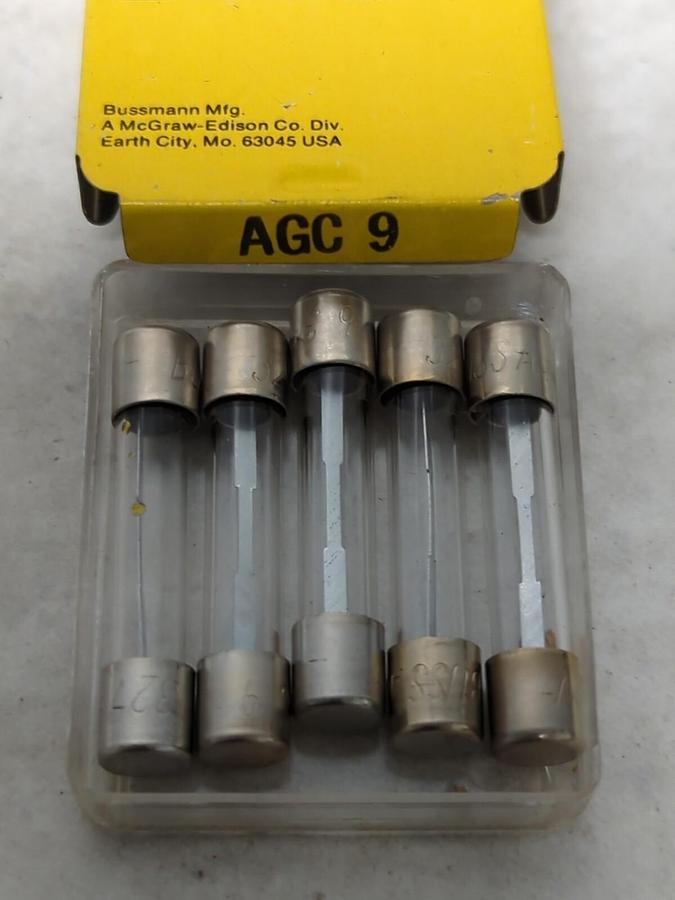 COOPER BUSSMANN,AGC 9,GLASS FUSES PACK OF 5 NOS