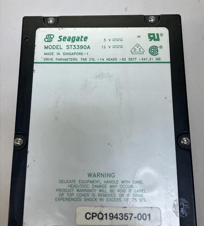Used SEAGATE,ST3390A,HARD DRIVE 341.31MB