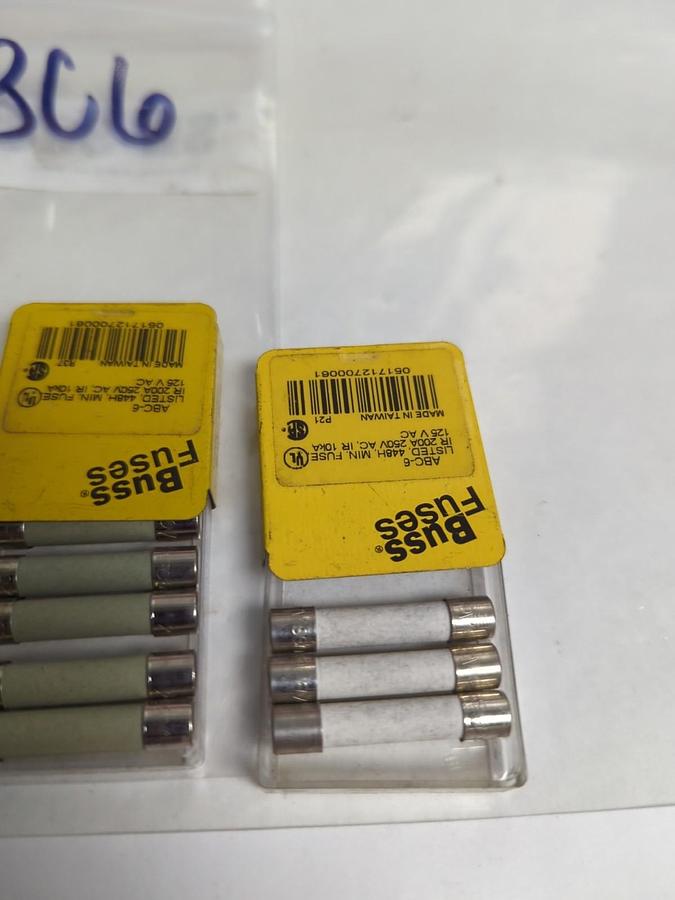 COOPER BUSSMANN,ABC-6,6 AMP FUSE LOT OF 13 NOS