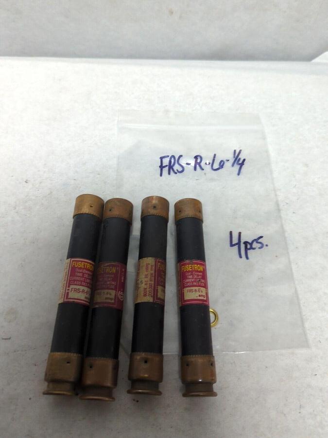 Used COOPER BUSSMANN,FRS-R-6-1/4,FUSETRON 6-1/4 AMP FUSE LOT OF 4 PRE-OWNED