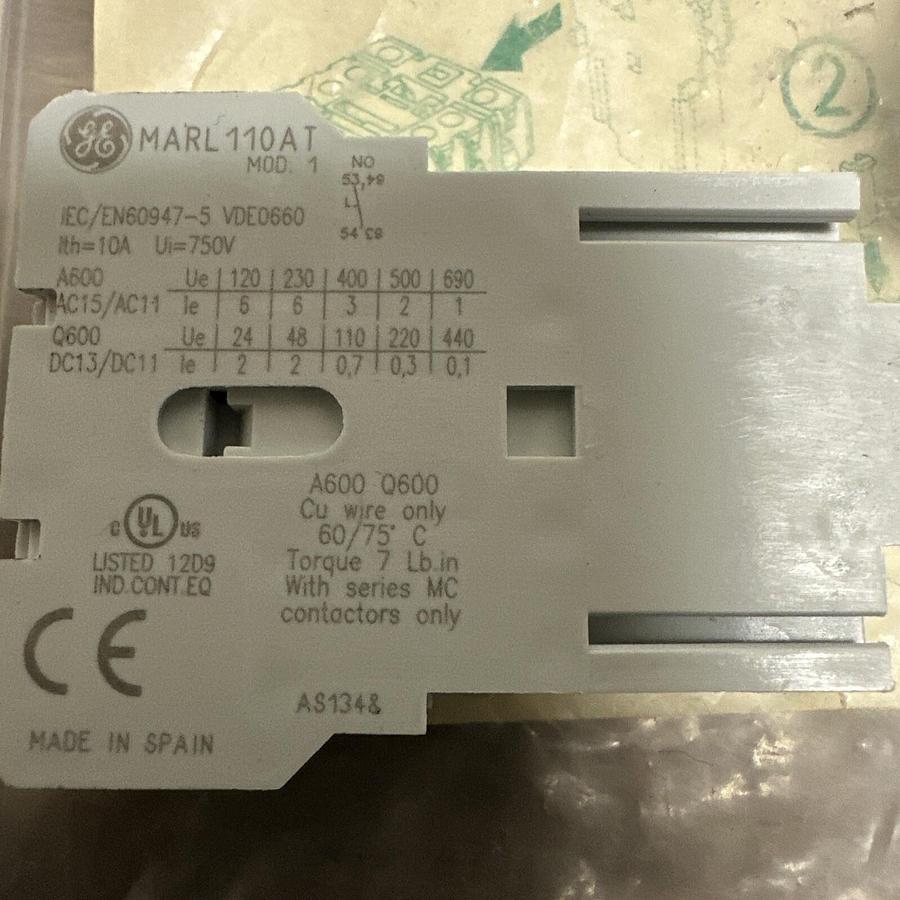 Used GE,MARL110AT,Auxilliary Contact Block