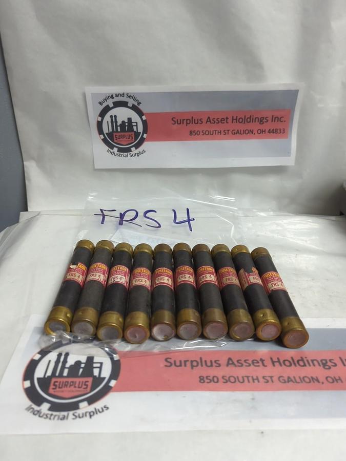 Used COOPER BUSSMANN,FRS-4,FUSETRON 4 AMP FUSE LOT OF 10 PRE-OWNED