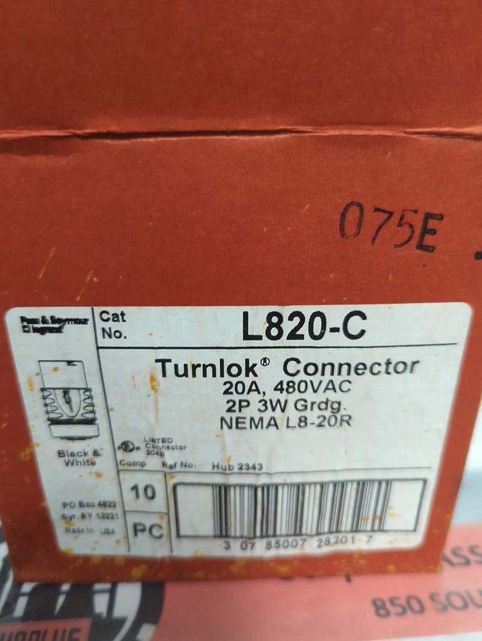 PASS & SEYMOUR,L820-C,TURNLOK CONNECTOR NEMA L8-20R 20A 480VAC LOT OF 3 NOS