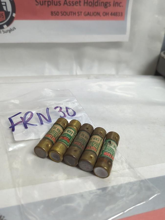 Used COOPER BUSSMANN,FRN30,FUSETRON 30 AMP FUSE LOT OF 5 PRE-OWNED