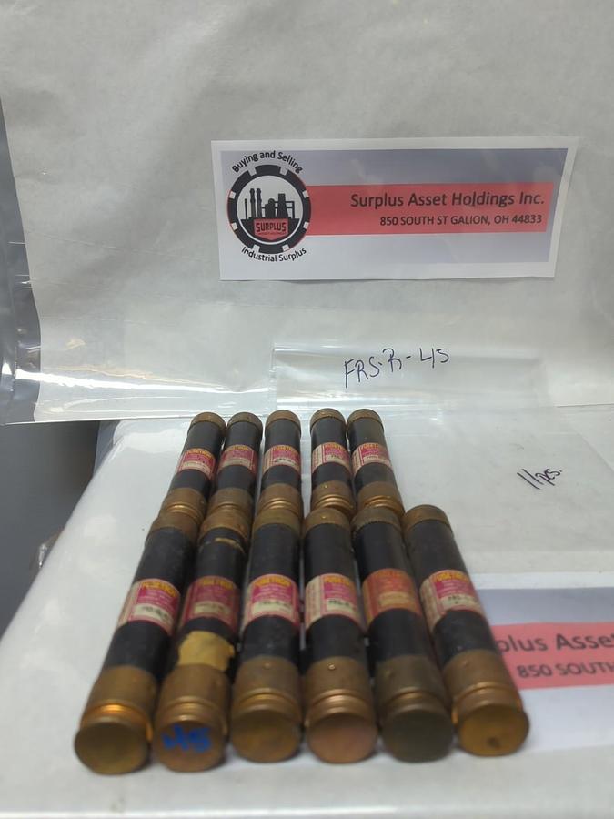 Used COOPER BUSSMANN,FRS-R-45,FUSETRON 45 AMP FUSE LOT OF 11 PRE-OWNED
