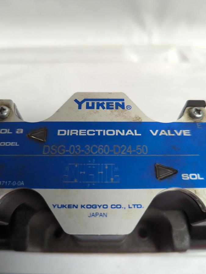Used YUKEN,DSG-03-3C60-D24-50,DIRECTIONAL HYDRAULIC VALVE PRE-OWNED