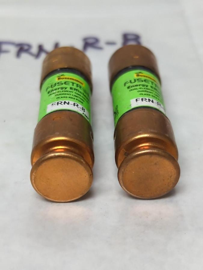 Used COOPER BUSSMANN,FRN-R-8,FUSETRON 8 AMP FUSE LOT OF 2 PRE-OWNED