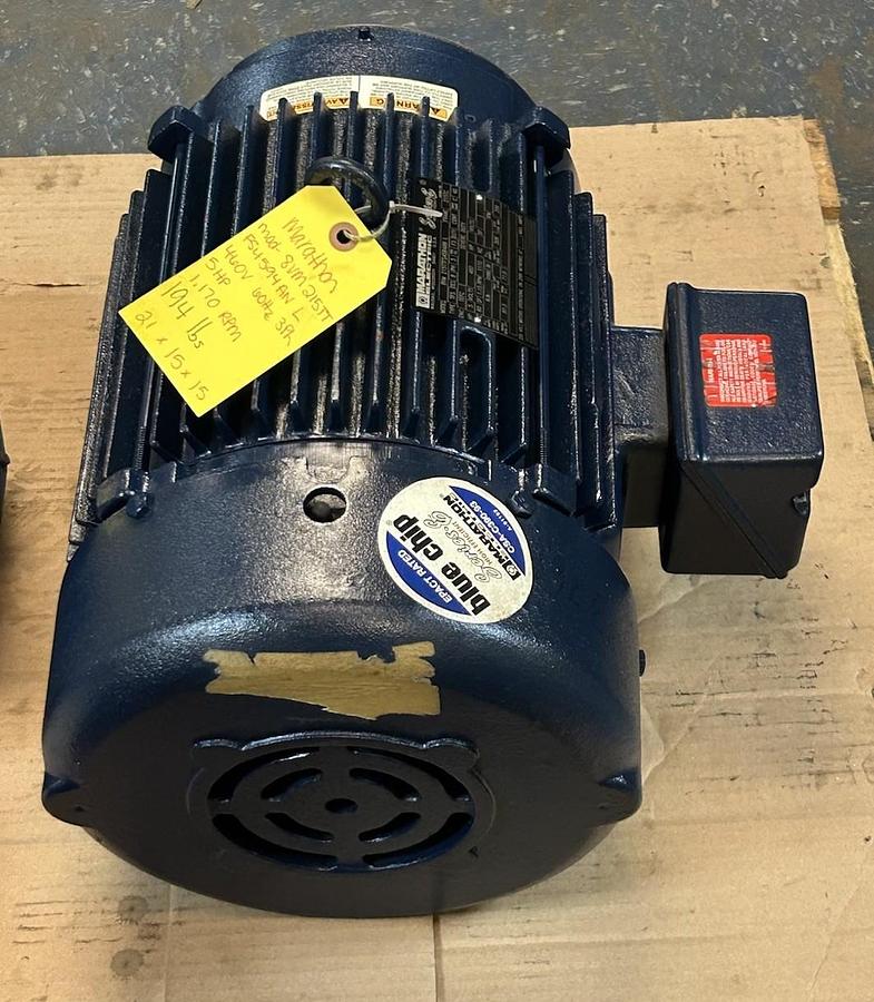 Used MARATHON ELECTRIC,8VM215TTFS4594ANL,MOTOR 5HP 460V 1170RPM 3PH 215TC FRAME