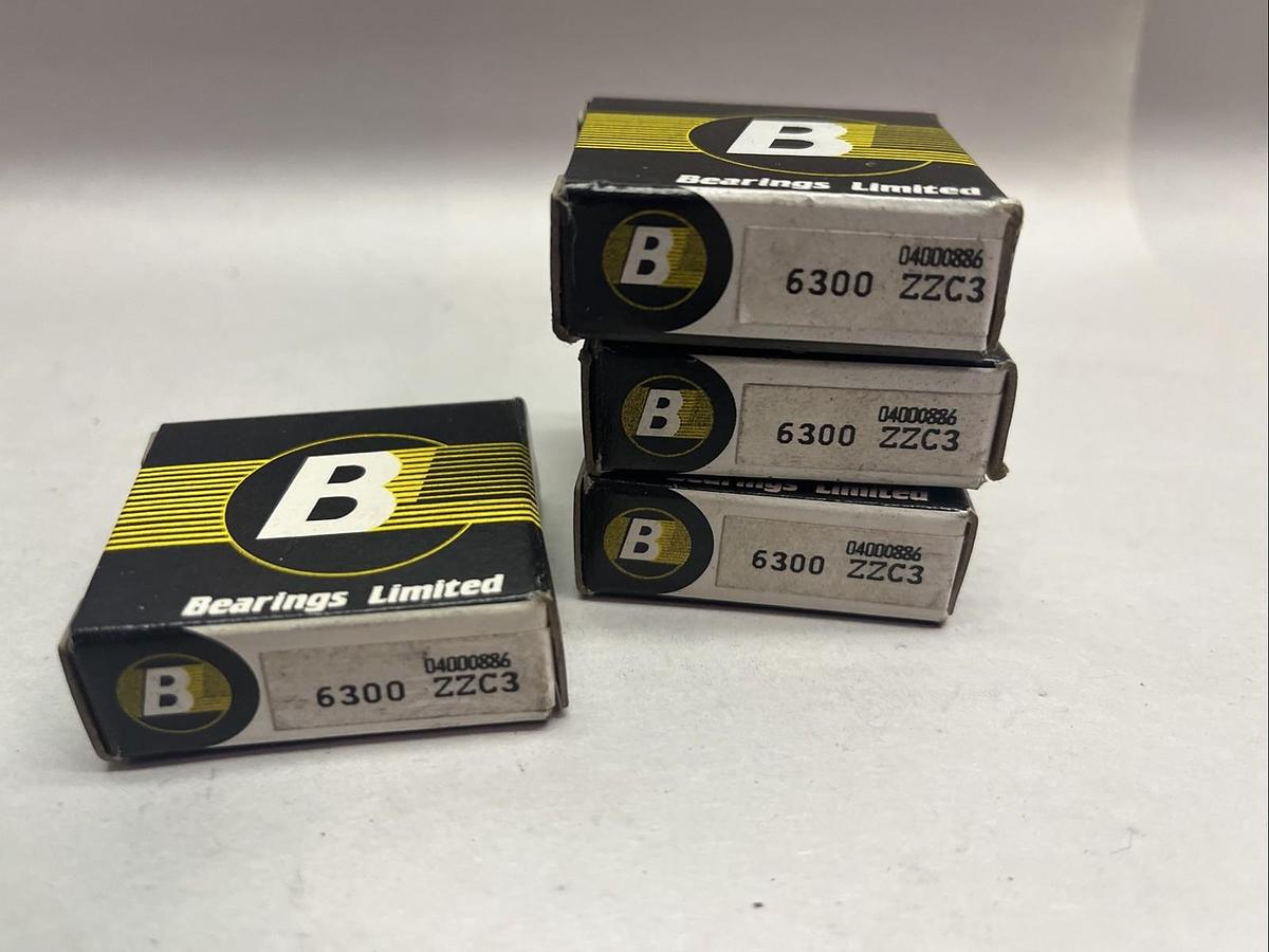 BEARINGS LIMITED,6300-ZZC3,BALL BEARING 10MMX35MMX11MM LOT OF 4