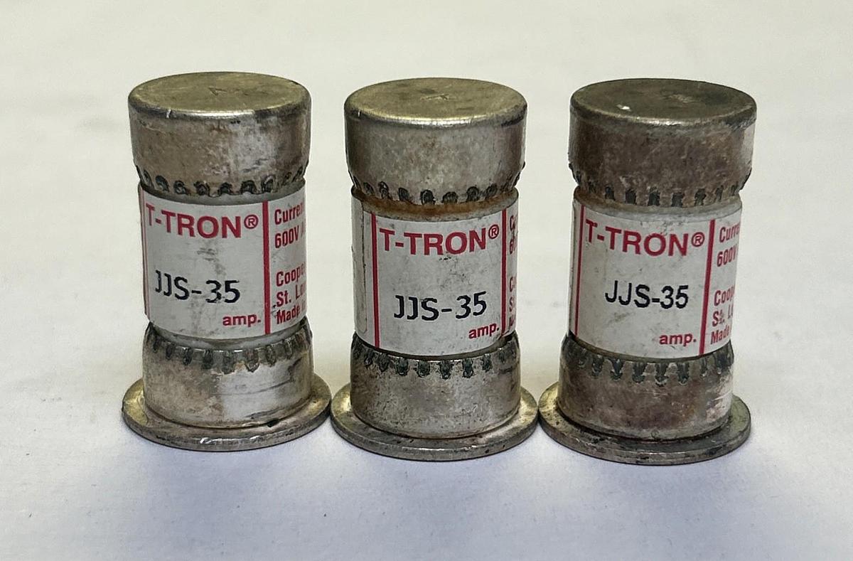 Used COOPER BUSSMANN,JJS-35,T-TRON FUSE 35A 600V LOT OF 3