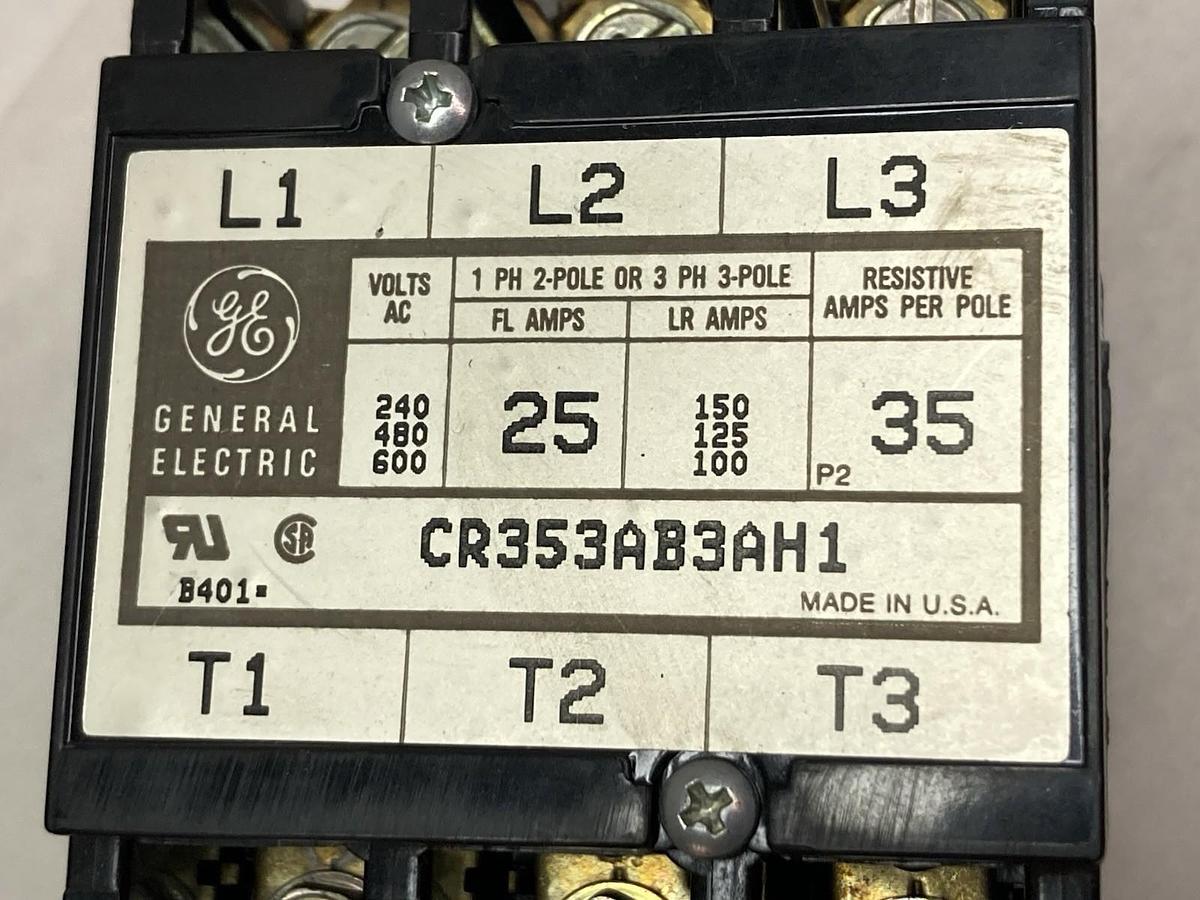 Used General Electric,CR353AB3AH1,Contactor Coil 25A 600V