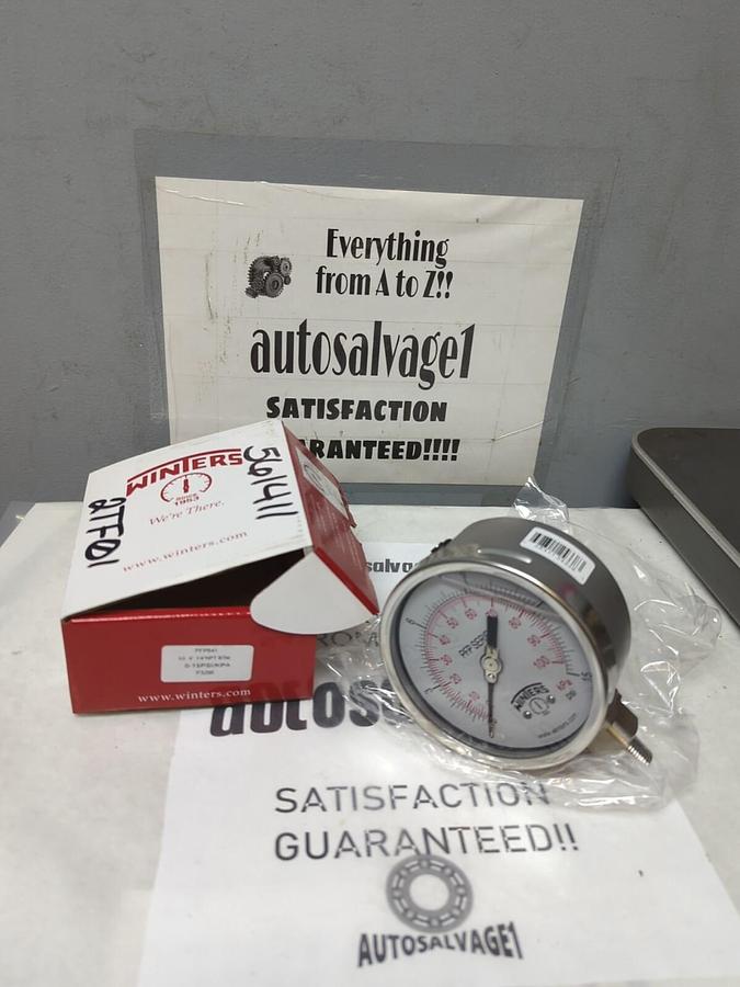 WINTERS,PFP641,SS 4 IN GAUGE 1/4 IN NPT 0-15 PSI/KPA NOS