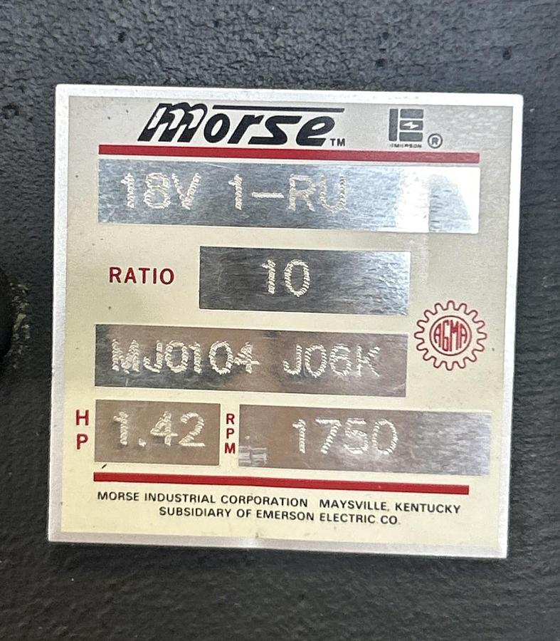 Used MORSE,MJ0104J06K,GEAR REDUCER 1.42HP 1750RPM