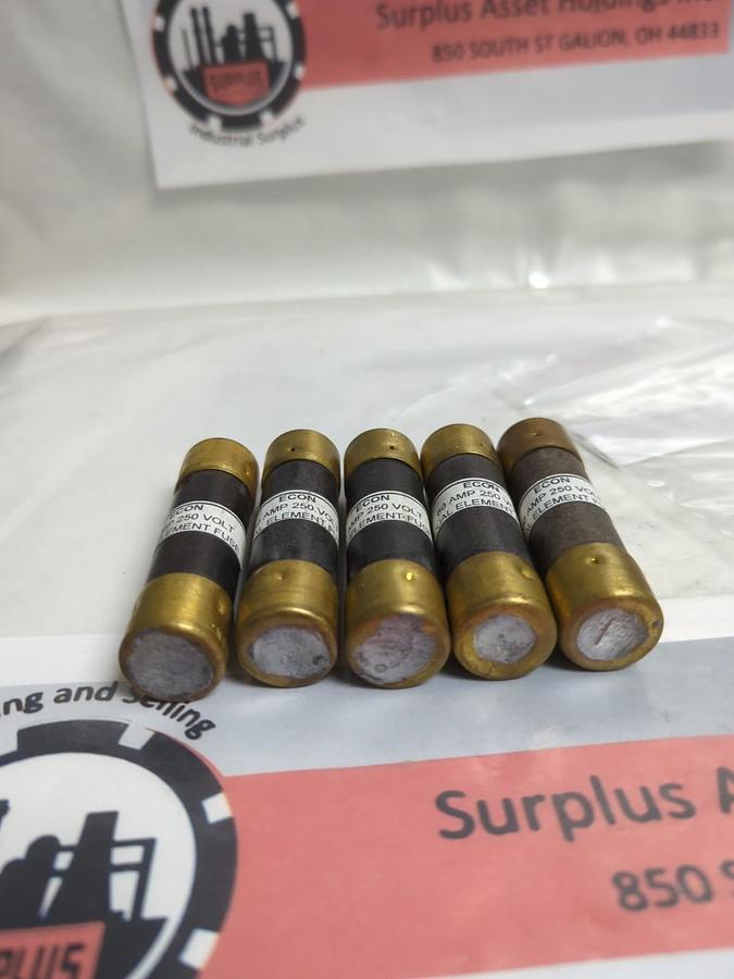 Used ECON,F16B250V60A,FUSE 60 AMP 250 VOLT LOT OF 5 PRE-OWNED
