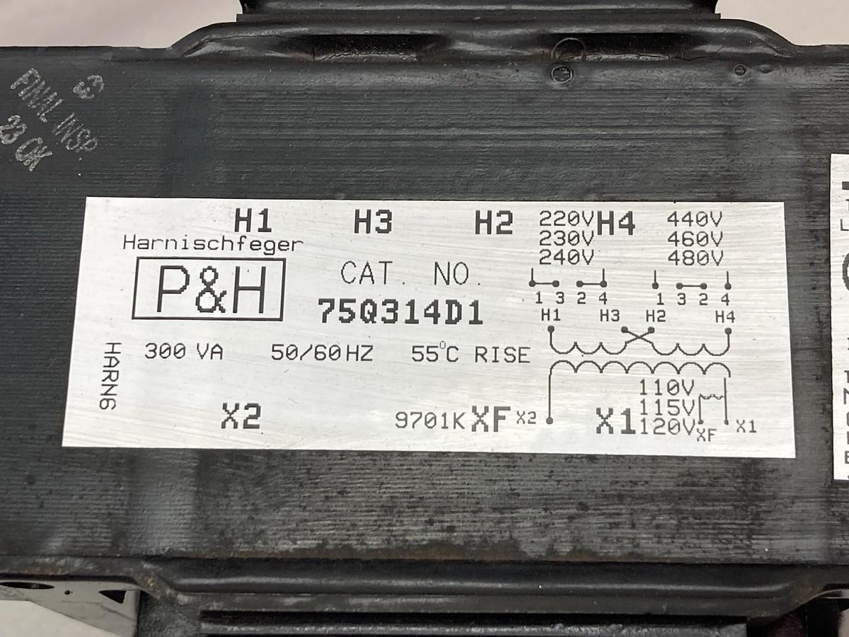 P&H,75Q314D1,Control Transformer 300VA 50/60HZ