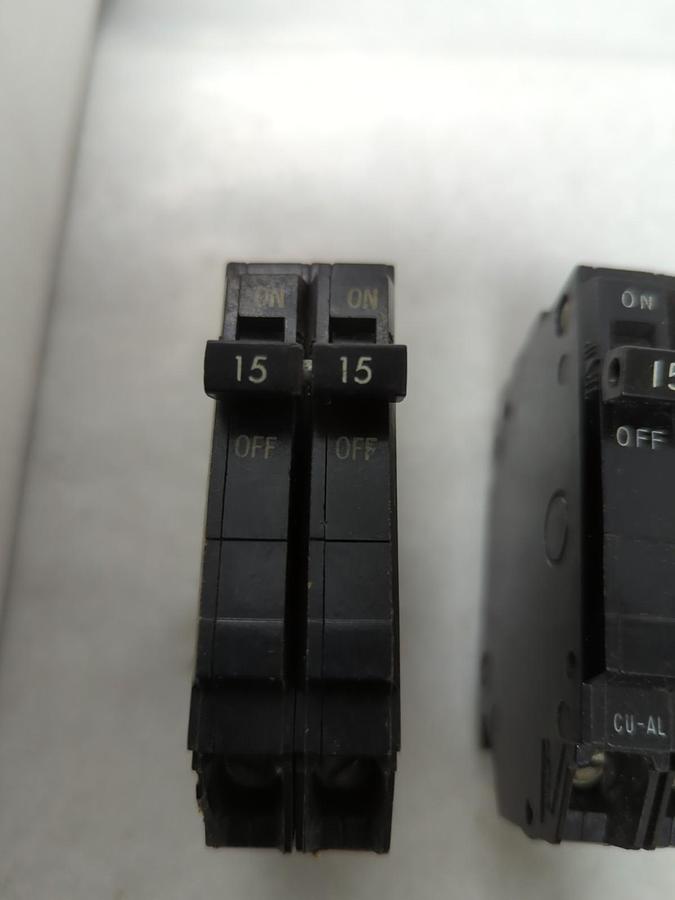 Used GENERAL ELECTRIC,THQP2115,CIRCUIT BREAKER 15 AMP 2-POLE LOT OF 3 PRE-OWNED