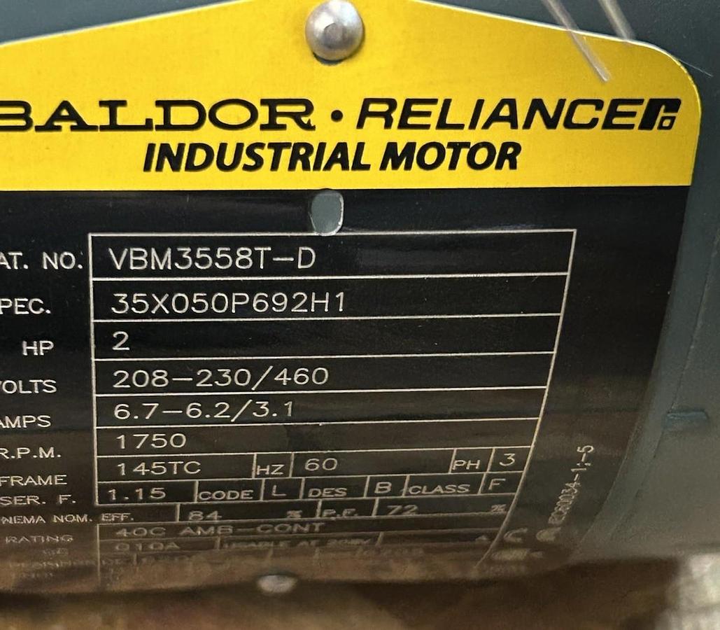BALDOR,VBM3558T-D,BRAKE MOTOR 2HP 1750RPM 208-230/460V 3PH 145TC FRAME NOS