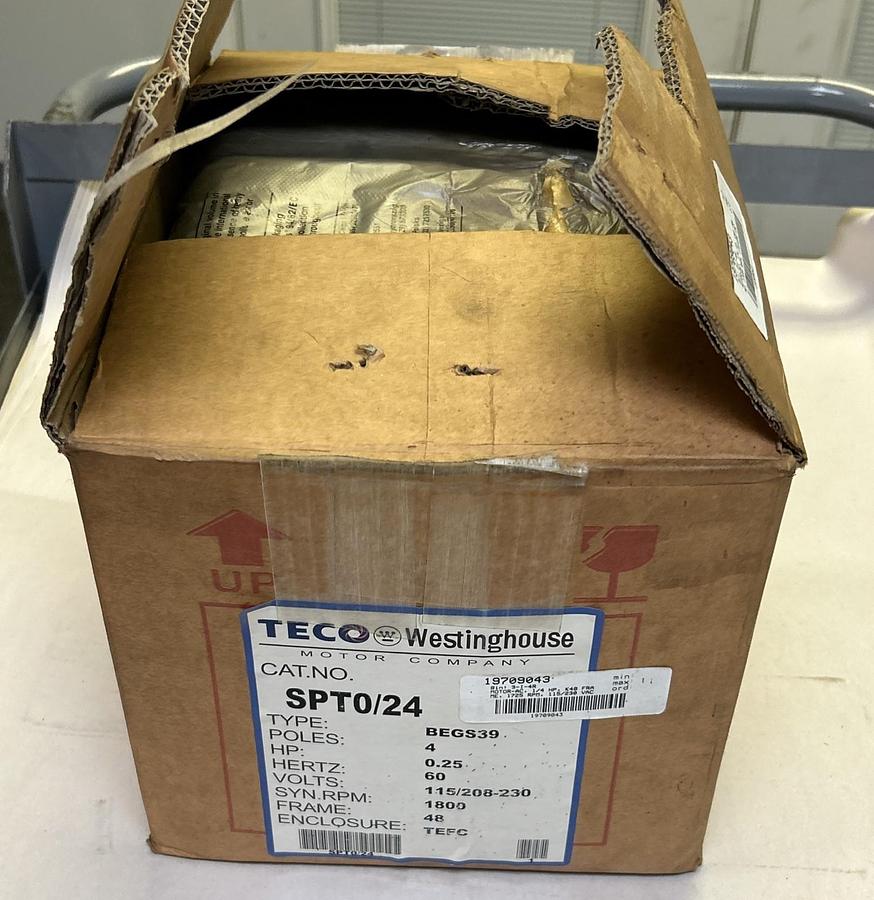 TECO-WESTINGHOUSE,SPT0/24,MOTOR 1/4HP 1800RPM 115/208-230V 1PH 48 FRAME NOS