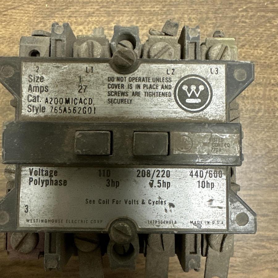Used Westinghouse,A200MICACD,Size 1 Motor Starter