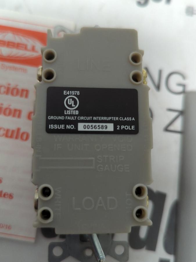 HUBBELL,GFRST20GY,GFCI RECEPTACLE 20 A 125 V GREY NEW