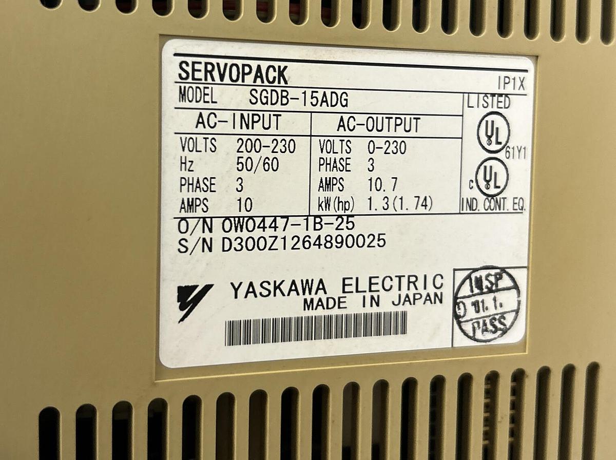 Used YASKAWA,SGDB-15ADG,SERVO DRIVE SERVOPACK