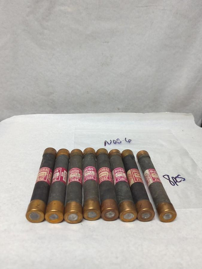Used COOPER BUSSMANN,NOS-6,ONE-TIME 6 AMP FUSE LOT OF 8 PRE-OWNED