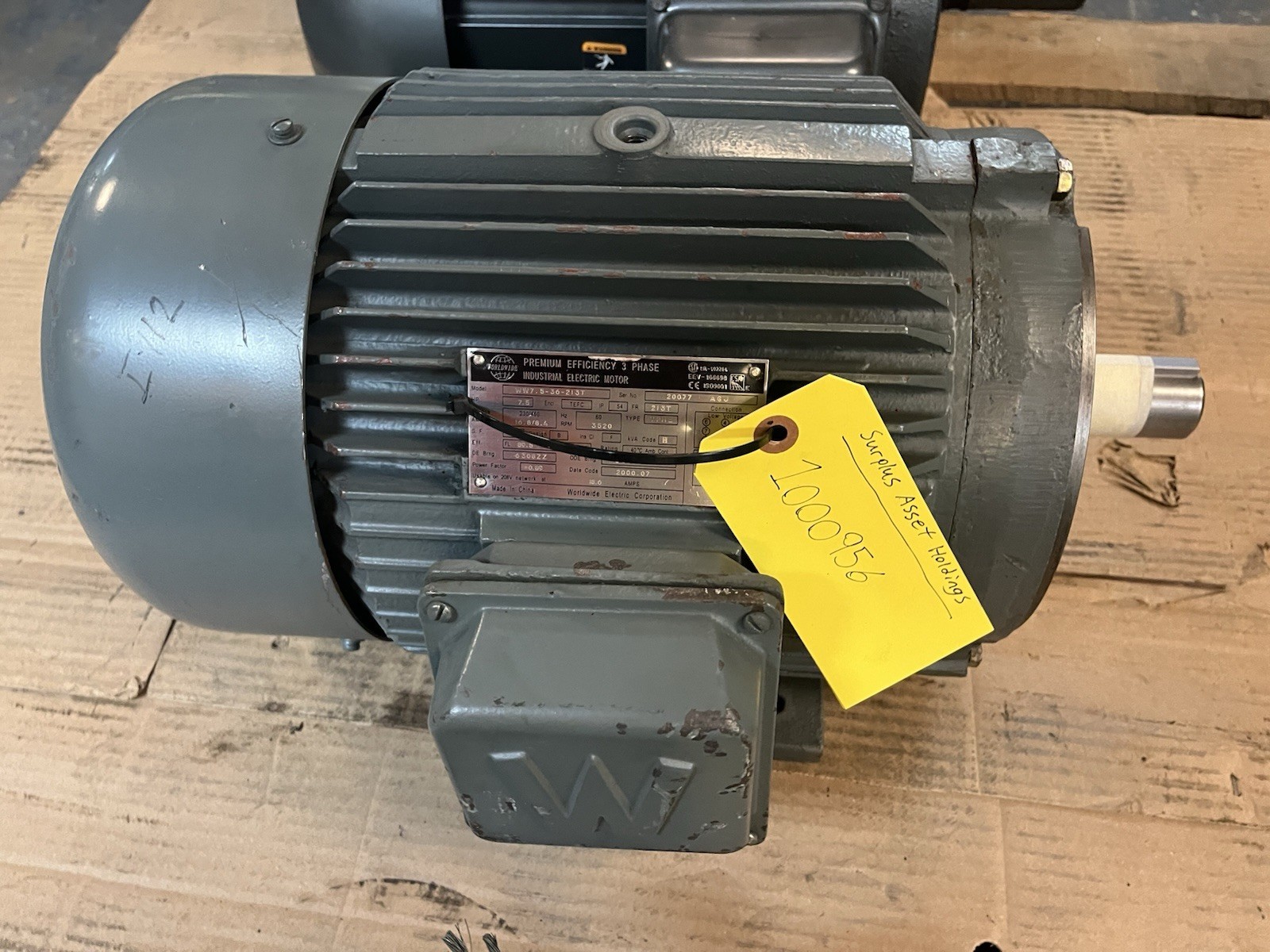 WORLDWIDE,WW7.5-36-213T,MOTOR 7.5HP 3520RPM 3PH 213T VPHE