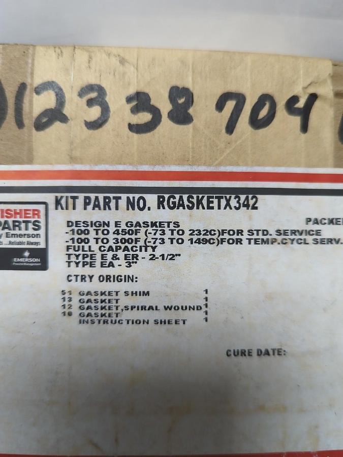 FISHER PARTS,TGASKETX342,GASKET KIT TYPE E&ER 2-1/2IN TYPE EA 3 IN NOS