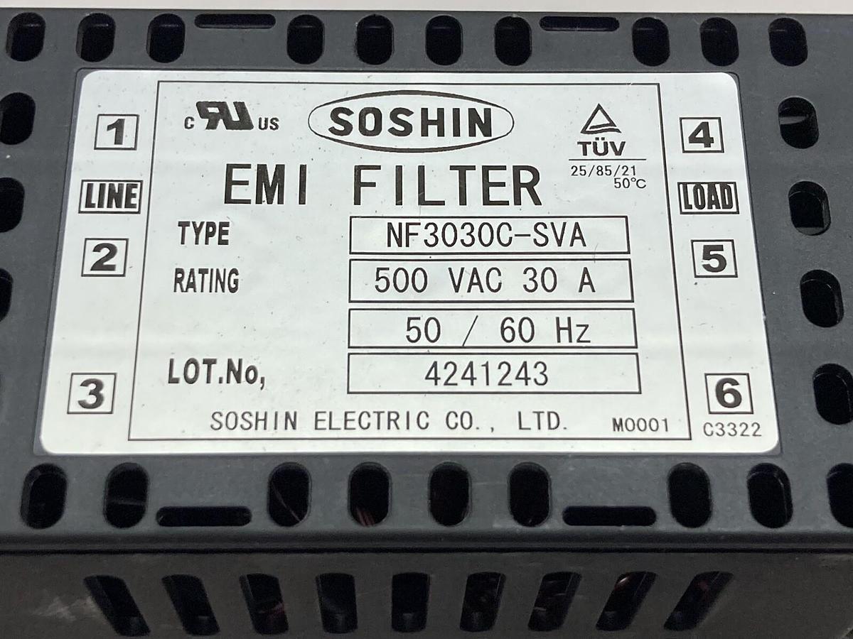 Soshin,NF3030C-SVA,EMI Filter 500Vac 30A 50/60Hz