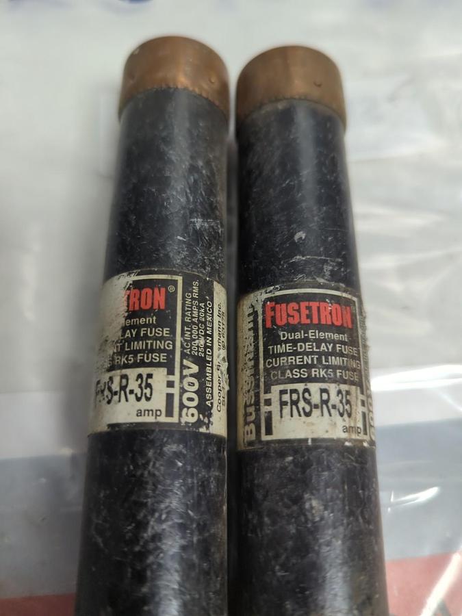 Used COOPER BUSSMANN,FRS-R-35,FUSETRON FUSE 35 AMP LOT OF 2 PRE-OWNED