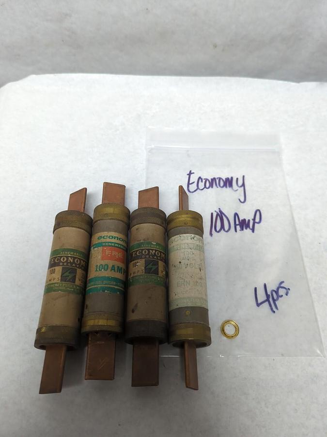 ECONOMY,100 AMP,RENEWABLE 100 AMP FUSE LOT OF 4 PRE-OWNED