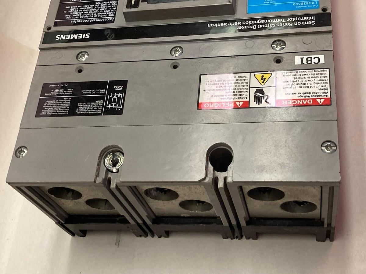 Used Siemens,LXD63B500,3-Pole Circuit Breaker 500A 600V